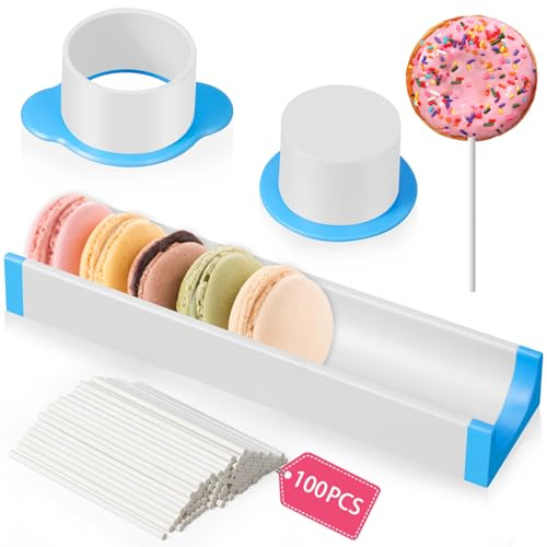 Runde Cake Pop Maker Set mit Schieber und Tablett, inklusive 100 Stäbchen für hausgemachte Backleckereien, ideal für Partys und Enthusiasten