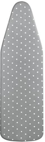 LEEWEITAS Bügelbrettbezug 125x45cm, Breiter Bügelbrettbezug mit dickem Filzpolster, Kordelzug, Klettverschlüssen, Blumen- und Schmetterlingsdruck (Graue Punkte, 125x45cm)