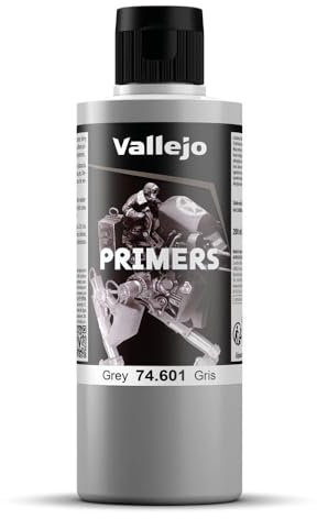 Vallejo Surface Primer, Acrylic Grey Primer for Airbrush, Fast-Drying, High Adhesion for Models and Miniatures, 200 ml