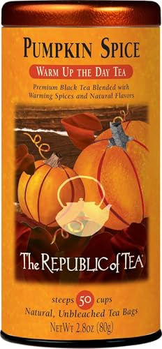 The Republic Of Tea Pumpkin Spice Black Tea, 50 Tea Bags, Autumnal Spice Blend