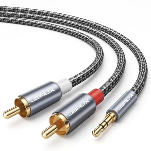JSAUX Câble Cinch Jack Audio 3.5mm Mâle vers 2 RCA Mâle Câble RCA Jack Stéréo Compatible avec TV PC Téléphone Tablette Amplificateur Chaîne HiFi DVD Barre de Son Home Cinéma Autoradio Enceinte-3M