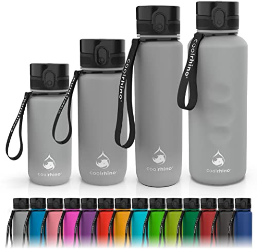 coolrhino Trinkflasche 1,5l für Sport, Outdoor, Schule, Fitness & Kinder - Wasserflasche auslaufsicher und Bpa frei - Flasche für Kohlensäure geeignet (rhino grey, 1500ml)