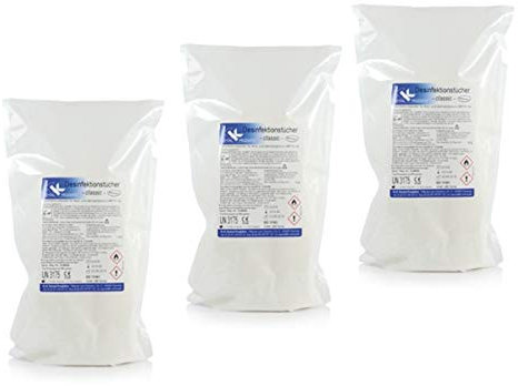 KK Desinfektionstücher | 3 x JUMBO Nachfüllbeutel 200 Tücher | Reinigungstücher | Flächendesinfektion | verschiedene Duftsortenl | (Classic)