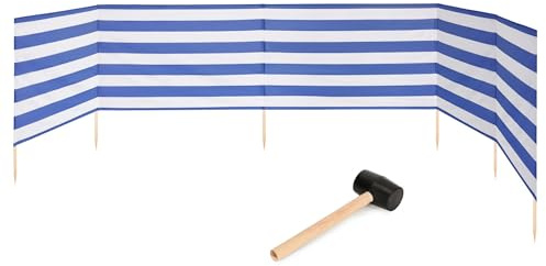 Garronda Paravent Plage Coupe-Vent Camping Brise-Vent avec Marteau en Caoutchouc GAEX001 (Rayures, 6 m)
