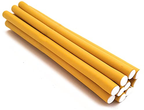 NIKO Lot de 10 tiges flexibles en mousse de 10 mm pour boucles et vagues, outil de coiffure pour salon de coiffure/barbier – Couleur jaune (10 mm)