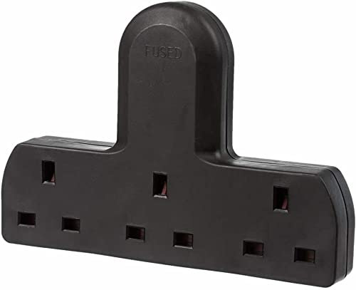 Invero 3 Way Multi Mains Adaptor - One Socket into Three Triple Plugs - Cable Free - UK 3 Pin Plug - British Approved 13A - Black