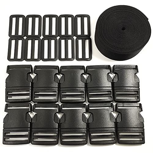 Sangle de Sac à Dos 5 Metre x 38mm avec 20 Boucles, Sangle en Polypropylène Multi-usages, Ruban pour Bagages, (38mm x 5m, 332)