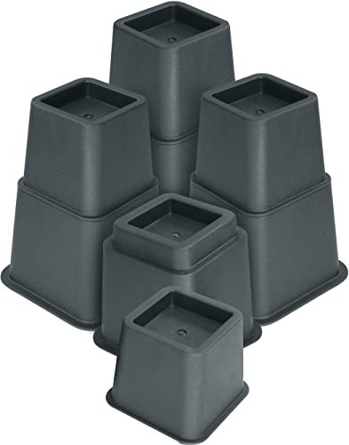 Utopia Bedding Alzata Regolabile Premio - 8 Pezzi (4 Alti e 4 Corti) - Alzata Resistente con Forte Risparmio di Spazio - Alzata Letto, Alzata Tavolo, Alzata Sedia o Divano - (8 a 20 cm) (Grigio)