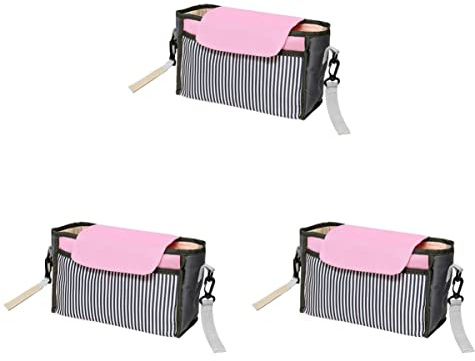 Cabilock 3stücke Großer Babywagen Organizer Tasche Wasserdichter Aufhängesack Für Milchflaschen Windeln Und Spielzeug Praktischer Für Trinkbecher Schwarz