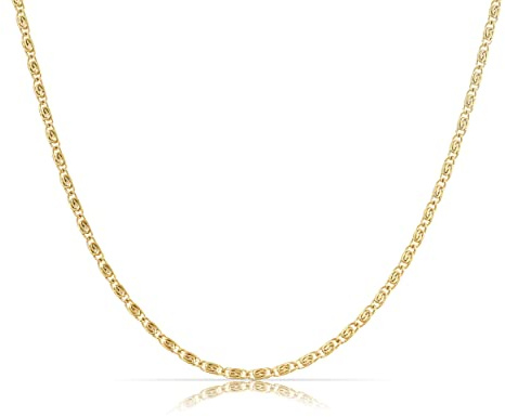 Made by Nami Minimalistische Halsketten Damen • Dezente Edelstahl Halskette mit starkem Karabiner-Verschluss • Choker-Kette Frauen & Mädchen • Filigrane Gliederkette • Geschenk für Sie (S-Design Gold)