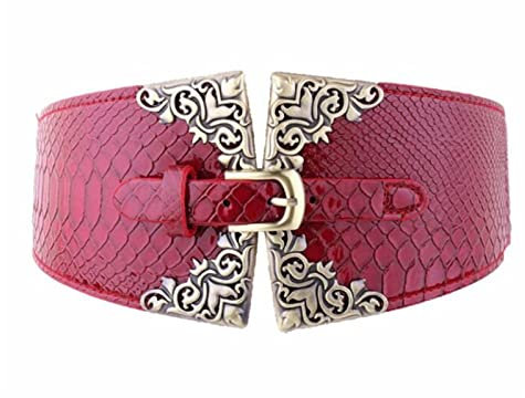 Damen Gürtel Gürtel in Übergröße für Damen, Retro-Metallschnalle, Leder, rot, braun, Damen, elastischer Bund, breiter Taillengürtel Anzug Kleid Bund