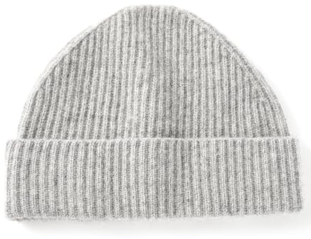 Villand 100% Kaschmir Gerippter Umgeschlagener Hut für Männer, Ultra-Weiche Reine Kaschmir Winter Skimütze (Hellgrau)