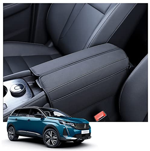 YEE PIN Copertura per bracciolo compatibile con 3008 5008 2017-2023/508 508GT 508SW 2019+ Copertura per bracciolo centrale in pelle per console centrale Accessorio per bracciolo (Linea nera)