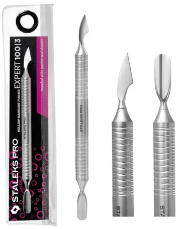 STALEKS PRO by Natury Nails Empujador de cuticulas. Manicura y Pedicura. Acero inoxidable. Expert 100/3