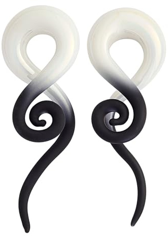 Longbeauty 1 Paar Glas Spirale Tapers Dehnschnecke Ohrdehner Ohrstecker Expander Ohr Piercing Schmuck 5mm-12mm