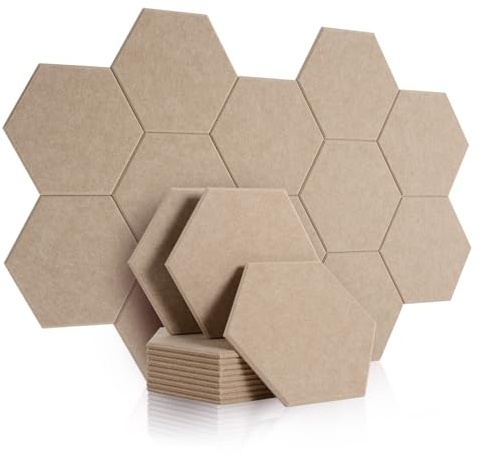 Rdutuok Hexagon Akustikpaneele, Acoustic Panel, 12 Stück, 30x26x1 cm | Schallabsorber aus Filz, Akustikplatten für Wand, Echo & Hall reduziert, Schallschutz für Studio, Gaming & Büro, Dunkelkamel
