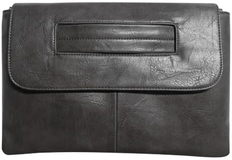 Kexpery Borse da polso da donna tinta unita in pelle PU busta pochette grande capacità borsa da pendolarismo borsa shopping vintage, Nero , 37x3x25 cm/14.57x1.18x9.84inch