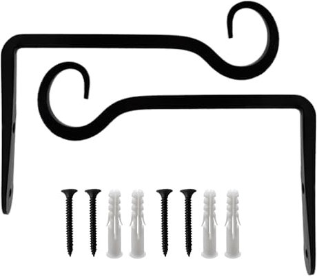 Pamtns 2 Stück Blumenampel Hängend Außen Pflanzenhalterung Wandbehang Blumenampelhalter Pflanzenhalterung Eisen Wandhaken Wandhalter Haken Metall Hängepflanze Blumenkastenhalterung Laternenhaken