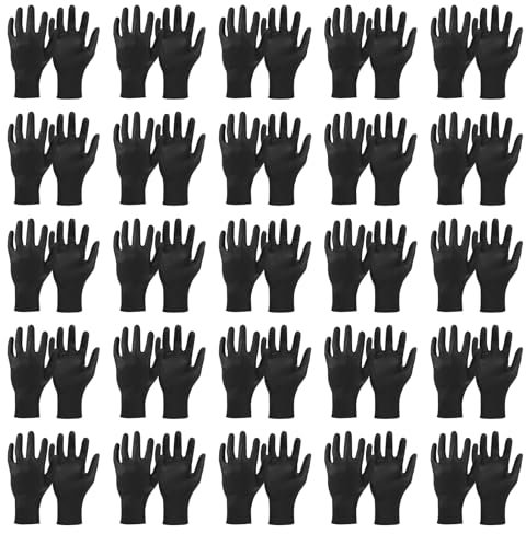 PATIKIL Guanti Monouso Industriali Nitrile 100pz Grandi Guanti Meccanici 8-Mil Spessi con Diamante Texture Lattice Gratis Polvere Gratis per Giardino Casa Nero