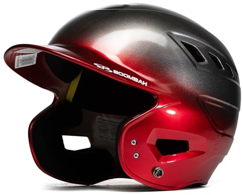 Boombah DEFCON Metallic Gloss Fade Batting Helmet NOSCAE Metallic Charcoal/Metallic Red - Size Senior 7 - 7 3/4