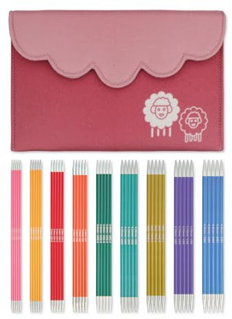 KnitPro Set ferri da maglia Zing a doppia punta - Set di ferri da maglia a doppia punta 9 x 15 cm da 5 Set Zing Deluxe per principianti, professionisti e set regalo