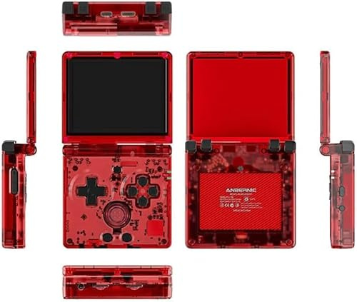 RG35XXSP Console de jeu portable RG35XX SP Clamshell Retro Console de jeu avec carte TF 64G Jeux préchargés 5532 Console de jeu portable avec écran 3,5 Batterie 3300 mAh 5G WiFi Bluetooth HD Rouge