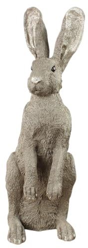 MACOSA AM31532 Osterhase XXL Grau 52 cm Polyresin Dekohase Hase Skulptur Figur Oster-Deko Osterdekoration Tischdeko