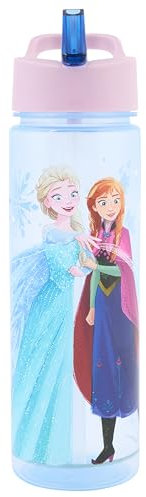 Disney Borraccia con cannuccia, riutilizzabile, per bambini, 600 ml, in polipropilene, prodotto ufficiale Polar Gear, senza BPA e plastica riciclabile, per scuola, asilo, sport, picnic, multicolore