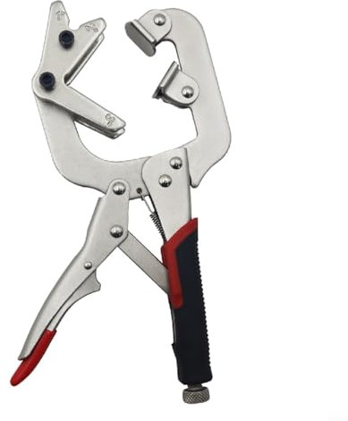 10 Inch Adjustable Welding Pipe Pliers C Clamp Locking Tool Chrome Vanadium Steel 270° Rotary Grip for 1-3 Inch Pipes Square Round Tubes Wooden Columns Non-Slip Handle
