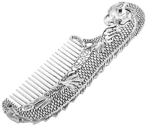 WOFASHPURET Drache Und Phönix Mit Perlen Und Silberkamm Antiker Drachenkamm Tiergravurkamm Kupfer Haarkamm Kupferkamm Für Haare Kupfer Traditionskamm Retro Haarkamm Legierung