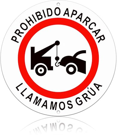 TAKULA Cartel Prohibido Aparcar 30cm Señal Retirada Vehículos Reflectante | Aluminio resistente agua y sol. Indica retirada de vehículos con grúa. Ideal para aparcamientos privados y vías públicas