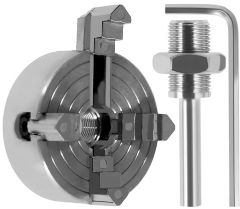 Mandrino per tornio in legno a 4 ganasce in lega di zinco con chiave e biella filettatura M12* 1 mandrino antiruggine adatto per tornio di legno