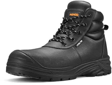 NINGO Bottes de Sécurité Hommes Chaussures de Sécurité à Embout D'acier Construction Résistante aux Perforations Chaussure de Travail Baskets de Sécurité Protection EH Antidérapant