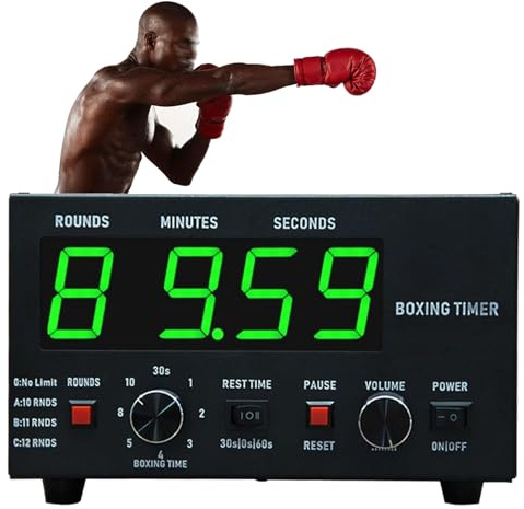 Temporizador de intervalos de Boxeo, Temporizador Digital LED para Gimnasio con Timbre Ajustable, temporizadores de Fitness de Boxeo, Entrenamiento de 30 a 10 min y Descanso de 0/30/60 s(Green)