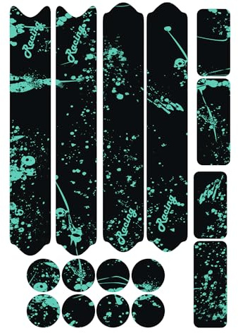 DualColorStampe Autocollants pour vélo 16 pièces Noir et Vert Eau - Protection Cadre VTT, VTT, Vélo de course, Fat Bike et E-Bike B0221