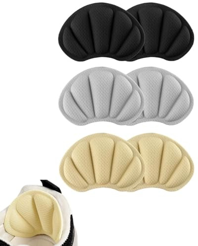 HUVZOR Cuscini per Tallone, 6 Paia di Cuscinetti Autoadesivi per Scarpe Troppo Grandi, Comodi Solette per Donne e Uomini, Prevengono Sfregamento e Scivolamento in Sneakers e Tacchi Alti