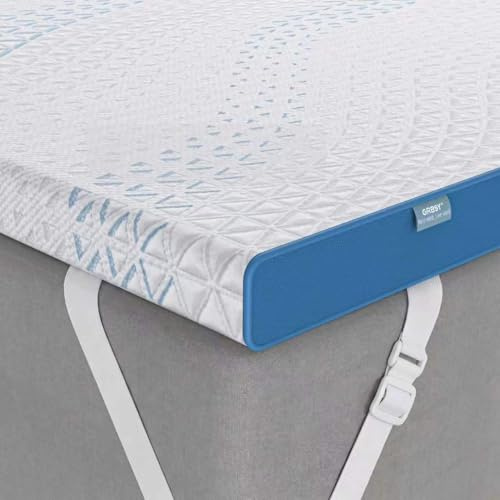 Grbsy Tope de colchón de 7 cm con tejido Tencel – Gel y espuma viscoelástica de carbón de bambú, H5/H6, respaldo ergonómico de 7 zonas, lavable e higiénico, certificado Öko-Tex/CertiPUR-US, 160 x 200