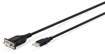 DIGITUS Cable Adaptador de USB 2.0 a RS232 – USB-A, DB9 – 1,8 m | Chipset FTDI – Velocidad de transmisión de 75 a 128 000 bps – Retención del puerto COM – Negro