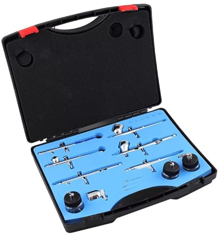 Kit de aerógrafo, pistola de gravedad de doble acción con múltiples agujas y vasos de líquido para maquillaje, arte de uñas, pintura de modelos y decoración de pasteles