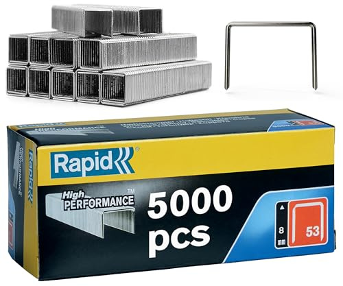 Rapid Paquete de 5000 Grapas N.53/6 para Tejido y Decoraciones en Acero Galvanizado, Estructura de Hilo Fino, Longitud de Pierna 6 mm