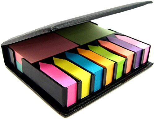 Tiger sticky memo notes holder with index tab flags in leather like case
