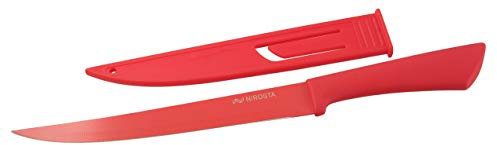 Fackelmann NIROSTA Filiermesser HAPPY, Filetiermesser mit Edelstahlklinge, Ausbeinmesser mit Klingenschutz (Farbe: Rot), Menge: 1 Stück