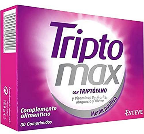 TRIPTOMAX - Complemento Alimenticio para Regular el Estado Anímico, Compuesto de Triptófano + Vitaminas del Grupo B+ Hierro+ Magnesio, 30 Comprimidos
