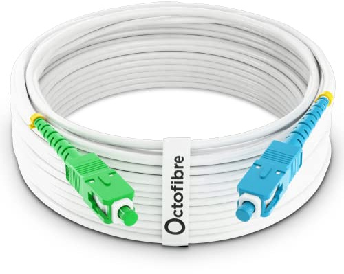Octofibre - Câble Fibre Optique Freebox - 30m - Renforcé avec Blindage Kevlar - Rallonge/Jarretière Fibre Optique - SC APC vers SC UPC - Garantie 10 Ans