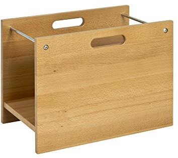 HAKU Zeitungsständer buche Massivholz mit Griffen Zeitungsablage tragbar Zeitschriftenkorb Holz - Maße: B 40 x H 30 x T 25 cm, Style: Modern