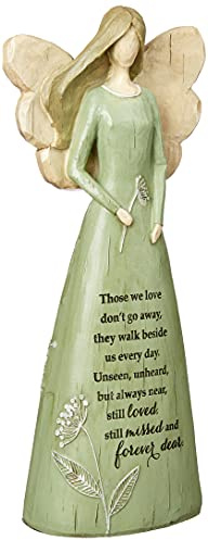 Those We Love Memorial Angel Figurine, Funeral, Sympathy, & Bereavement Gift, Resin with Memorial Poem, 10-inches, by Abbey & CA Gift,Green