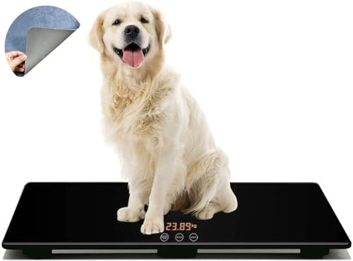 Digitale Haustierwaage für Hunde, Tierwaagenplattform, 3 Wiegemodi, kg, oz, lb, MAX 220 lbs/100 kg, Kapazität mit einer Präzision von 10g, 65 x 45 cm, Schwarz