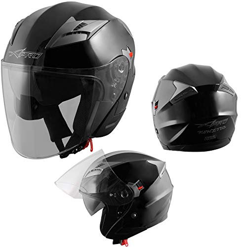 Demi Jet Casque Visière Pare Soleil ECE 22-05 Approuvé Moto Scooter A-Pro Kinetic Noir XL