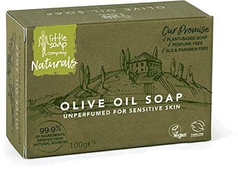 Little Soap Olive Oil Soap Bar - Vegan, Cruelty Free, No SLS or Parabens, Mediterranean Range, Bar of Soap Perfect for Sensitive Skin, Natural Eco Friendly Body & Hand Soap, 100g (Olive)