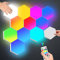 Hexagon LED Panel Wandleuchte mit Fernbedienung, RGB Sechseck Wandleuchte Interaktiv Touch-Steuerung Gaming LED Platten, DIY Hexagon Quantum Magic Panel für Gaming Wohnzimmer Geschenke, 6 Panel